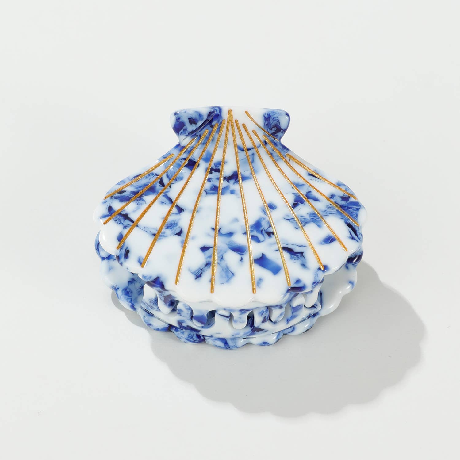 Adorro Coastal Blue Seashell | Gold Painted Seashell Claw Clip