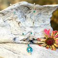 Jo Bird Jewelry Flower Pendant Necklace Cerulean Blue