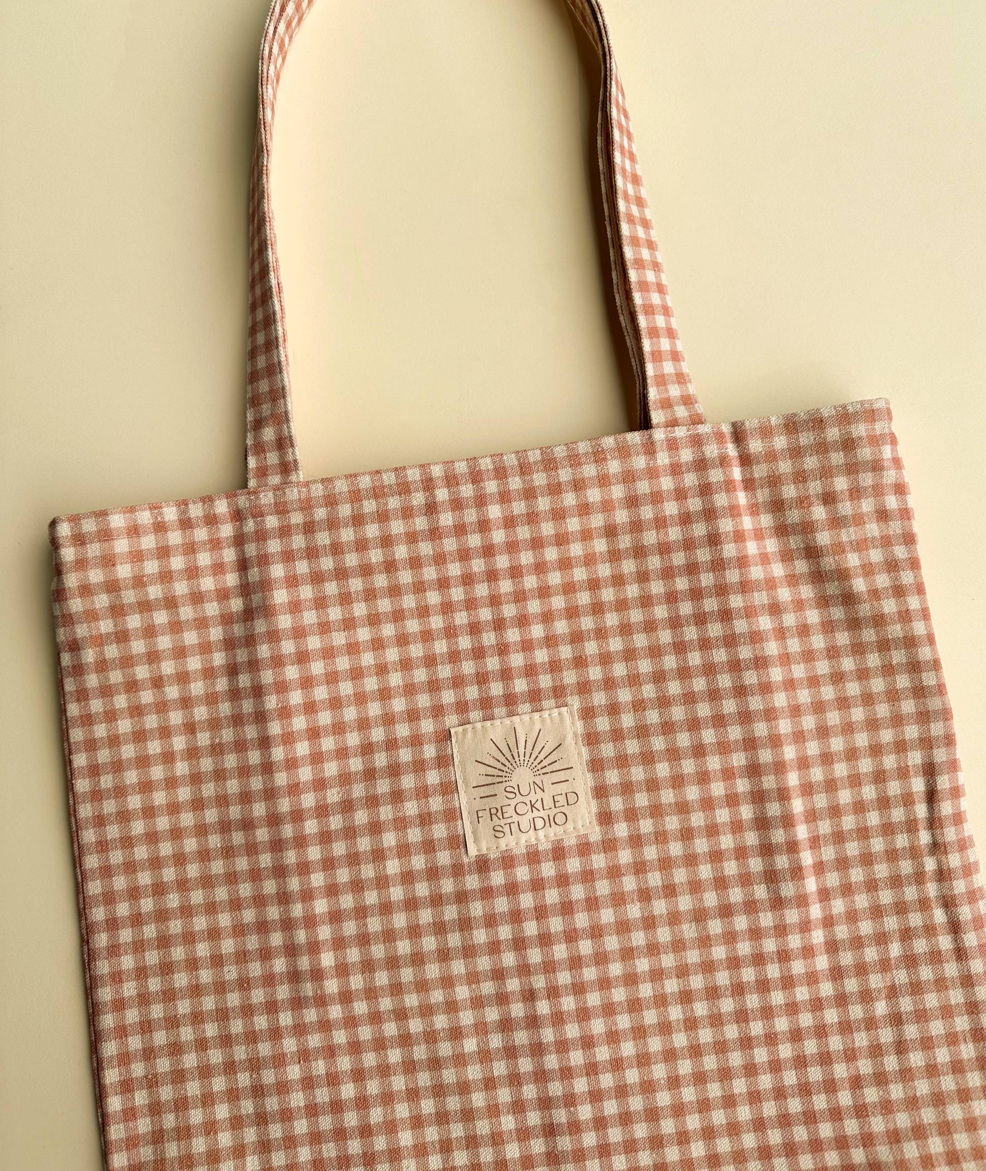 Sun Freckled Studio Chai Gingham Tote Bag