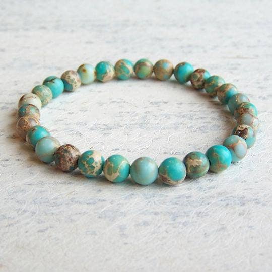 Jo Bird Jewelry Gemstone Elastic Bracelet - 6mm Ocean Colors