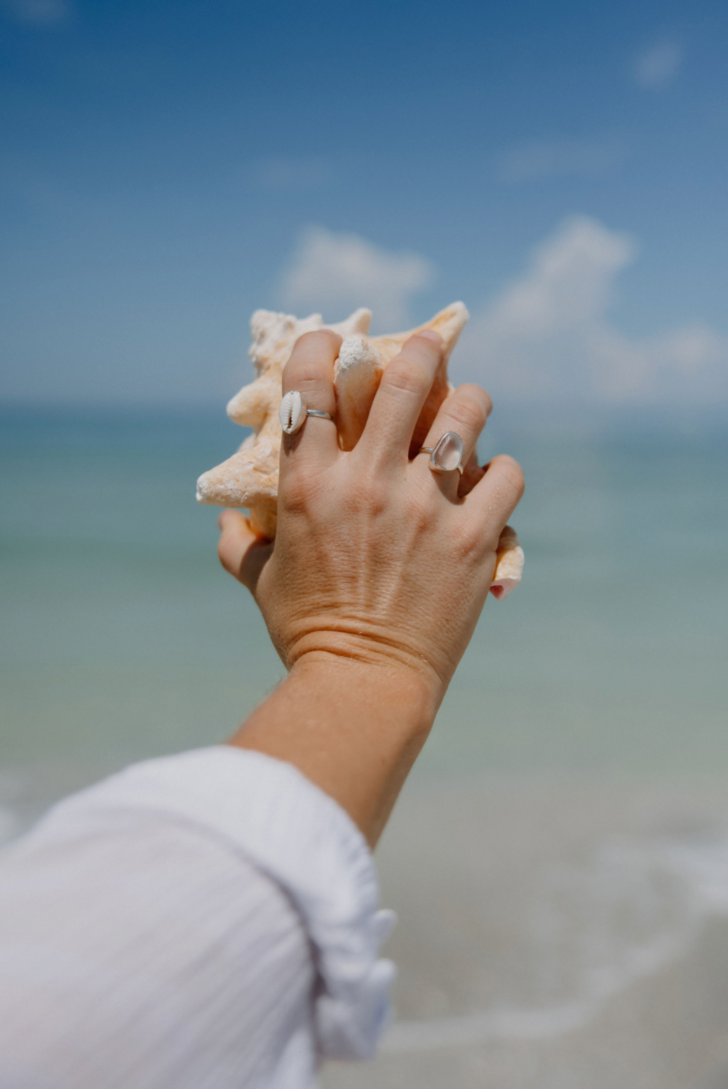 The Salty Gem White Sea Glass Ring (Handmade)