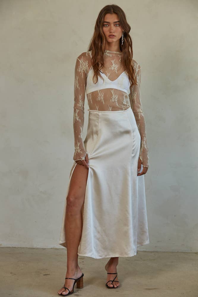 By Together Freya Lace Layering Top L Ivory