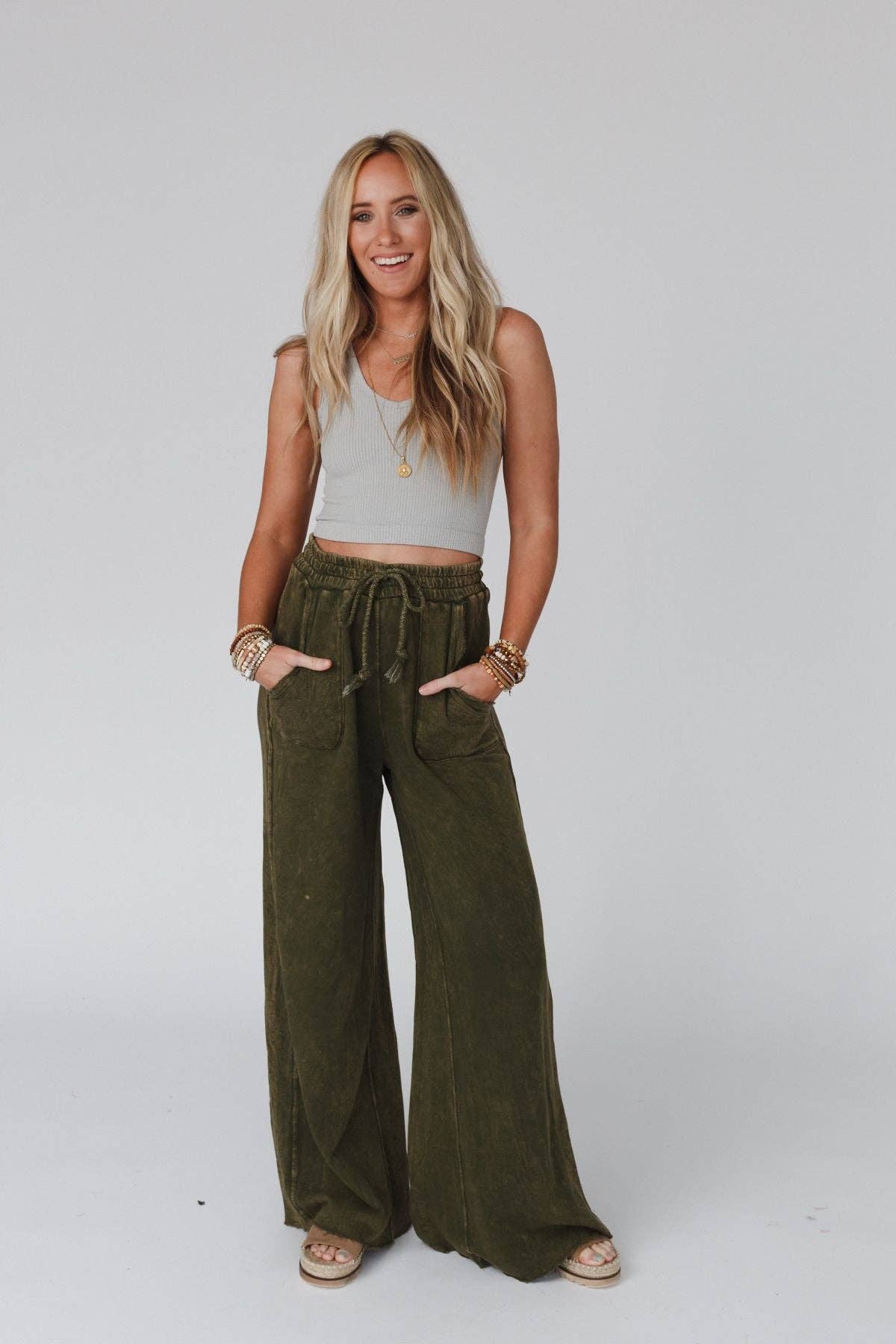 Three Bird Nest Relaxing Robin Wide Leg Pant - New Olive