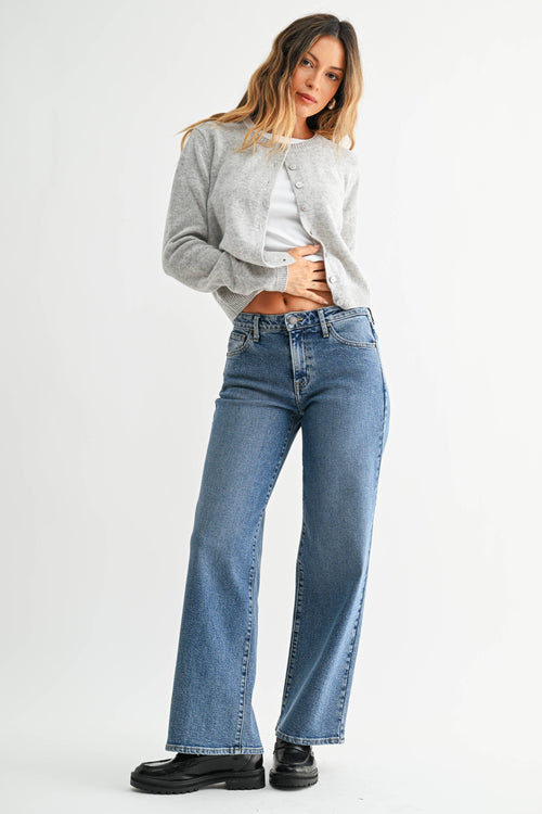 JUST BLACK DENIM BP457J - MED - Mid Rise Slim Wide Leg