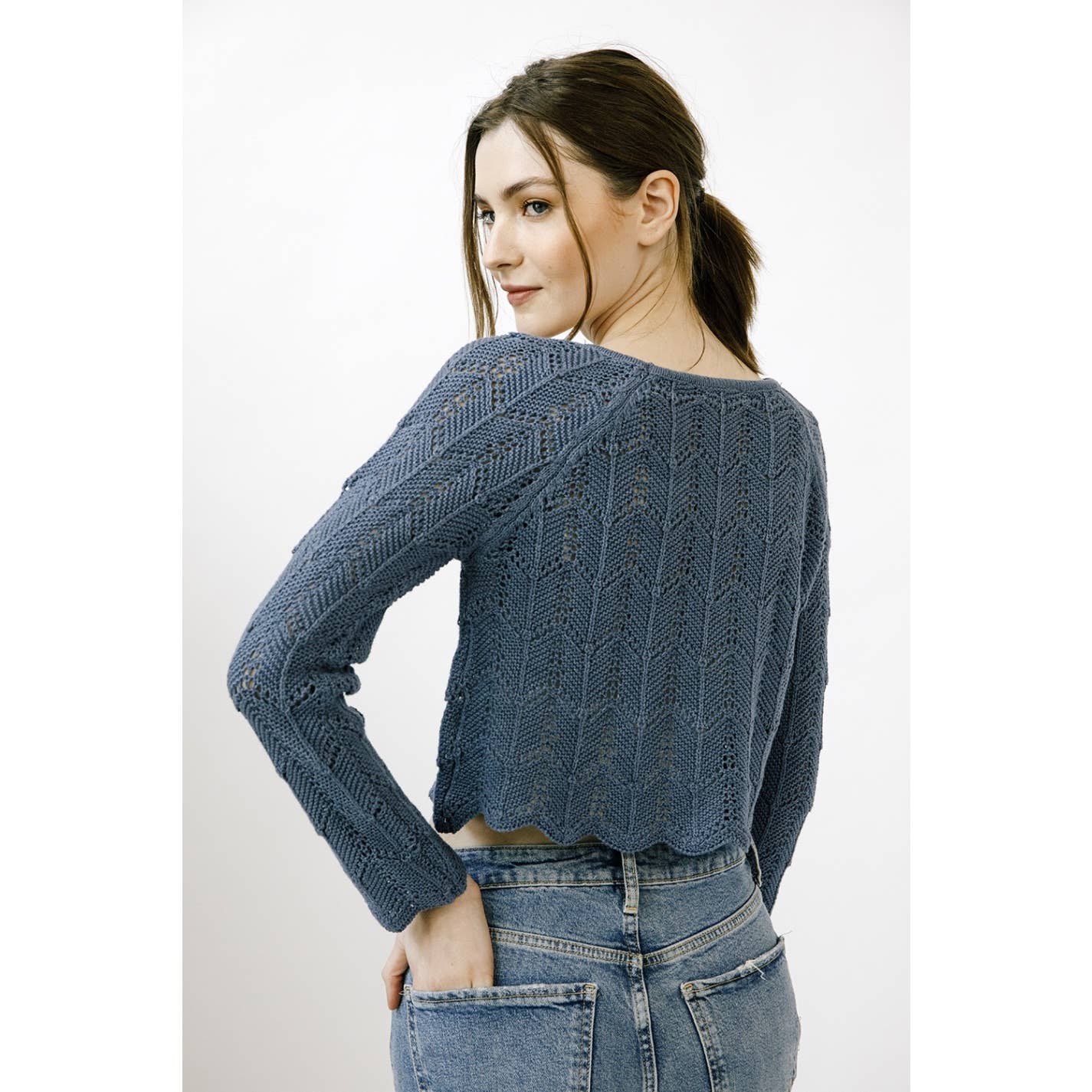 STORIA EVERGREEN CROCHET KNIT TOP