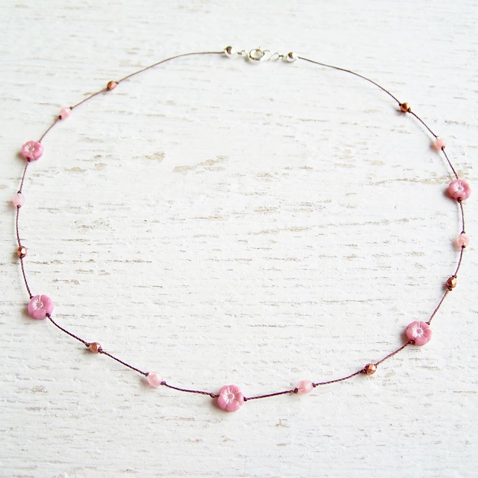 Jo Bird Jewelry Petit Hibiscus Necklace Pink Rose