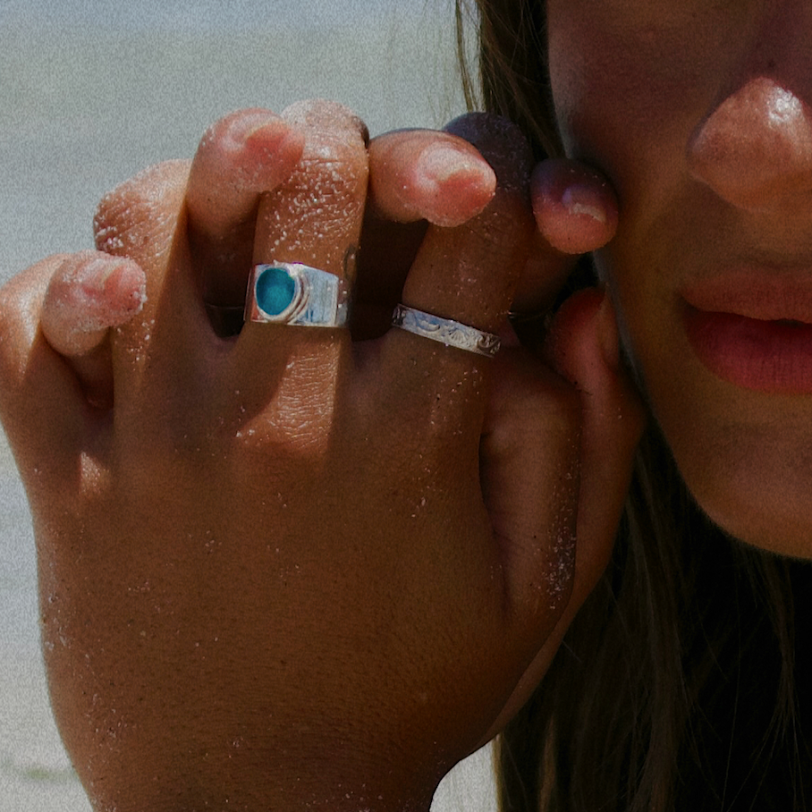 The Salty Gem Blue Bold Sea Glass Band