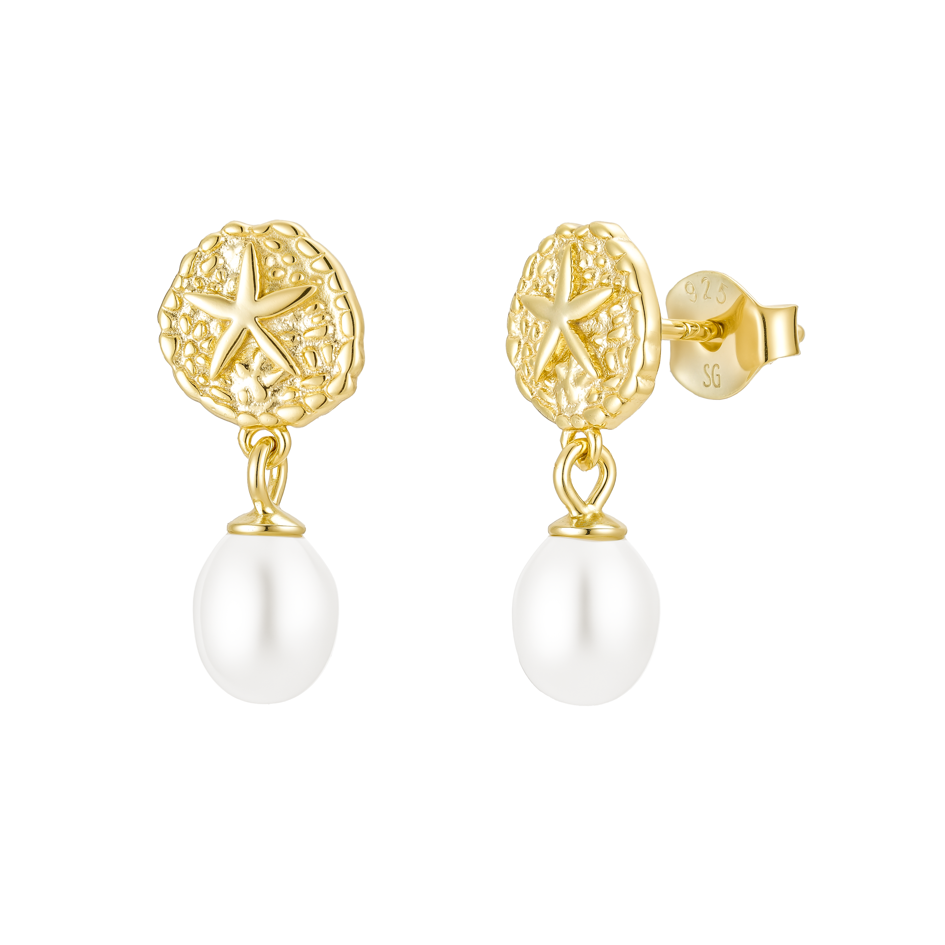 The Salty Gem Sand Dollar Pearl Earrings