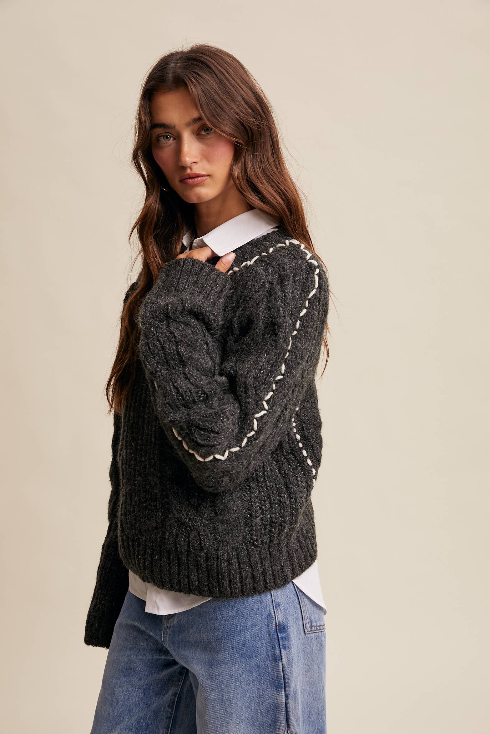 Listicle Fireside Cable Knit Sweater