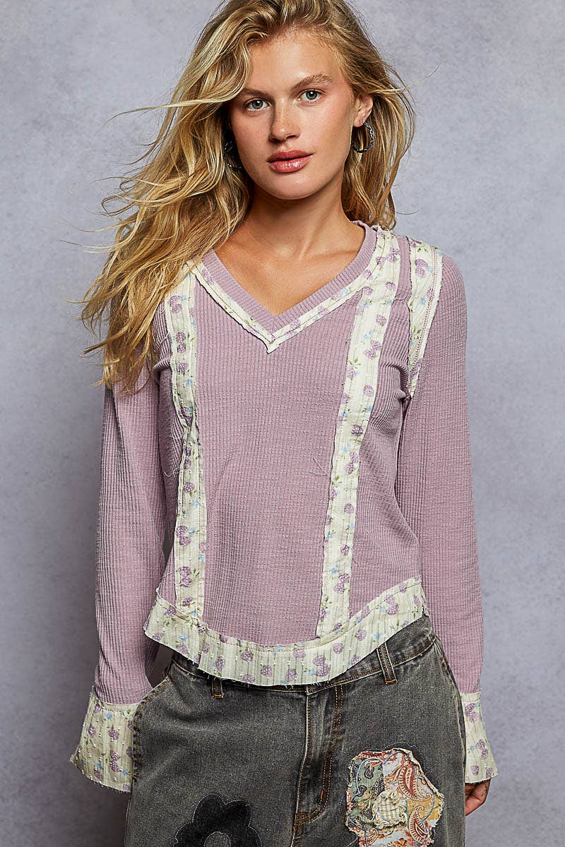 Pol Clothing Strawberry Wine Long Sleeve