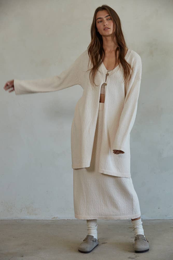 By Together Cotton Fields Midi Cardigan Cream M