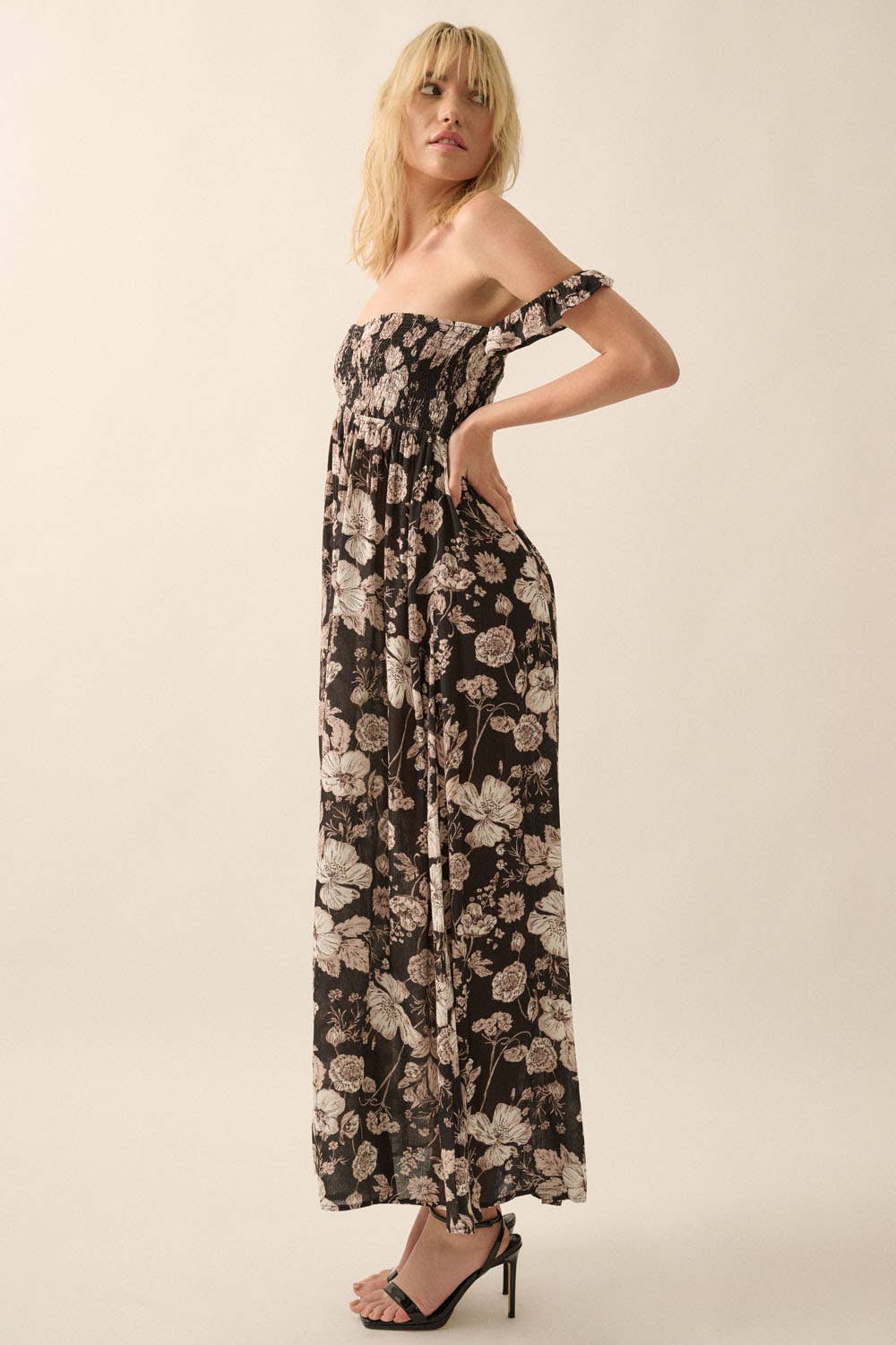 Promesa USA Floral Sweetheart Empire-Waist Maxi Dress