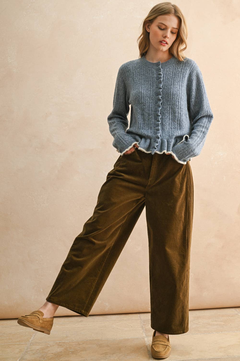 MIOU MUSE MORNING FROST SWEATER CARDIGAN DENIM BLUE L