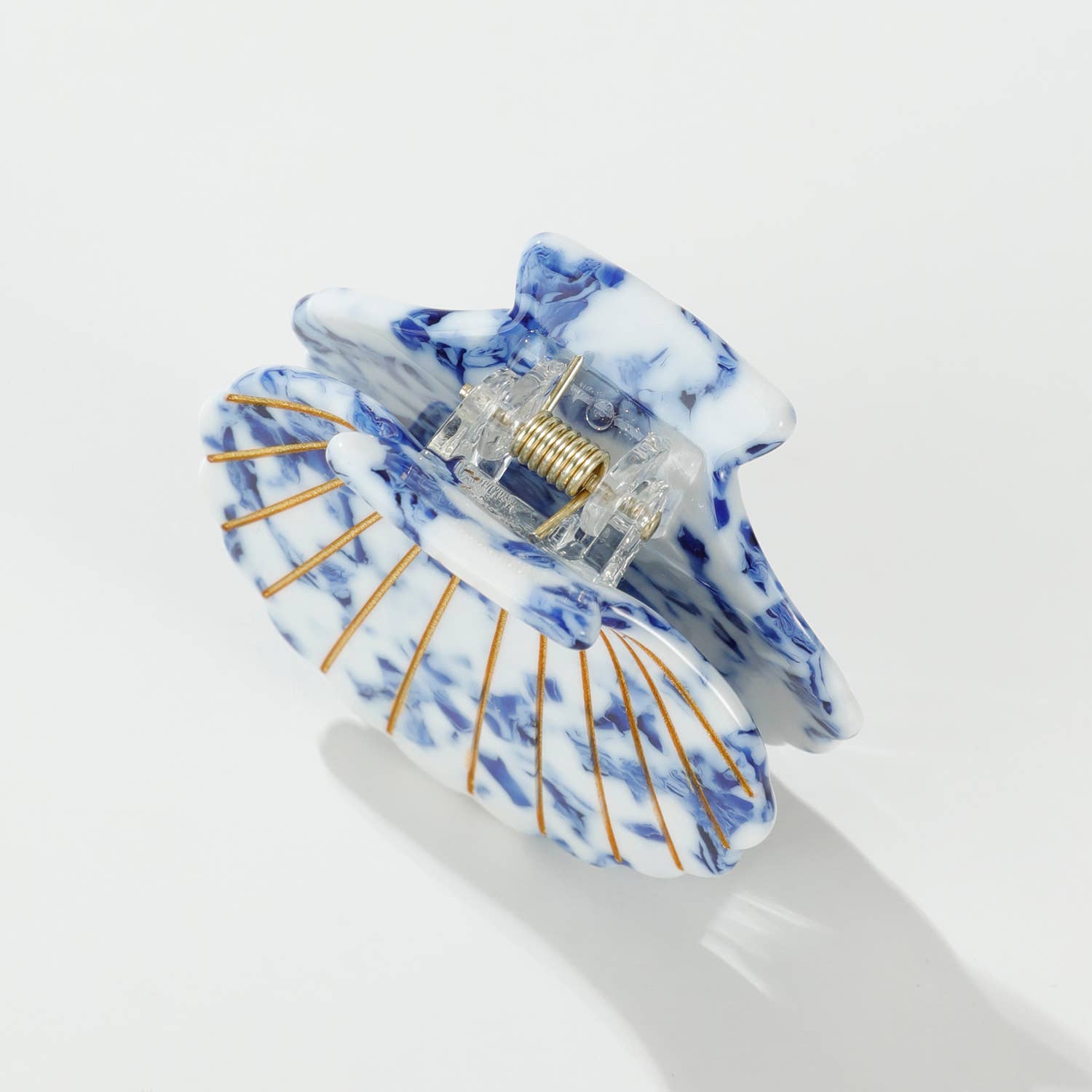 Adorro Coastal Blue Seashell | Gold Painted Seashell Claw Clip