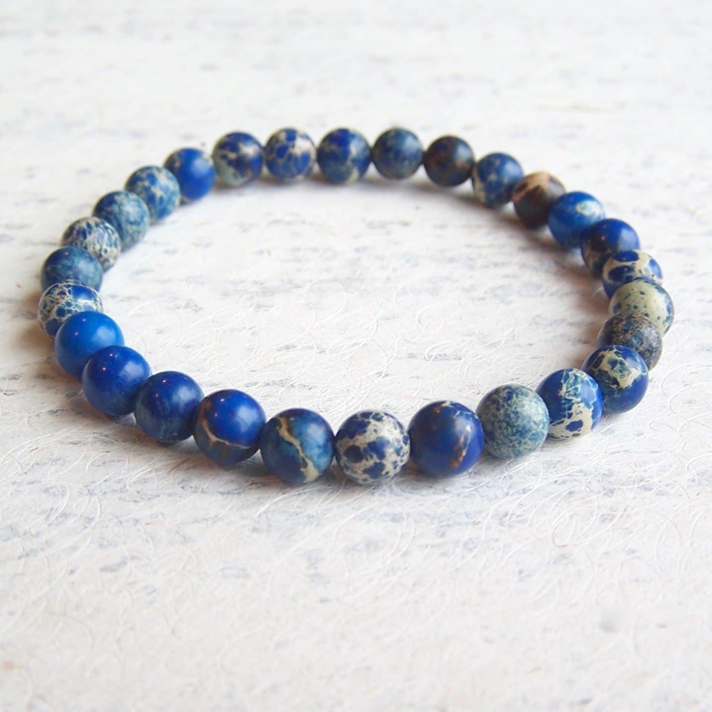 Jo Bird Jewelry Gemstone Elastic Bracelet - 6mm Ocean Colors