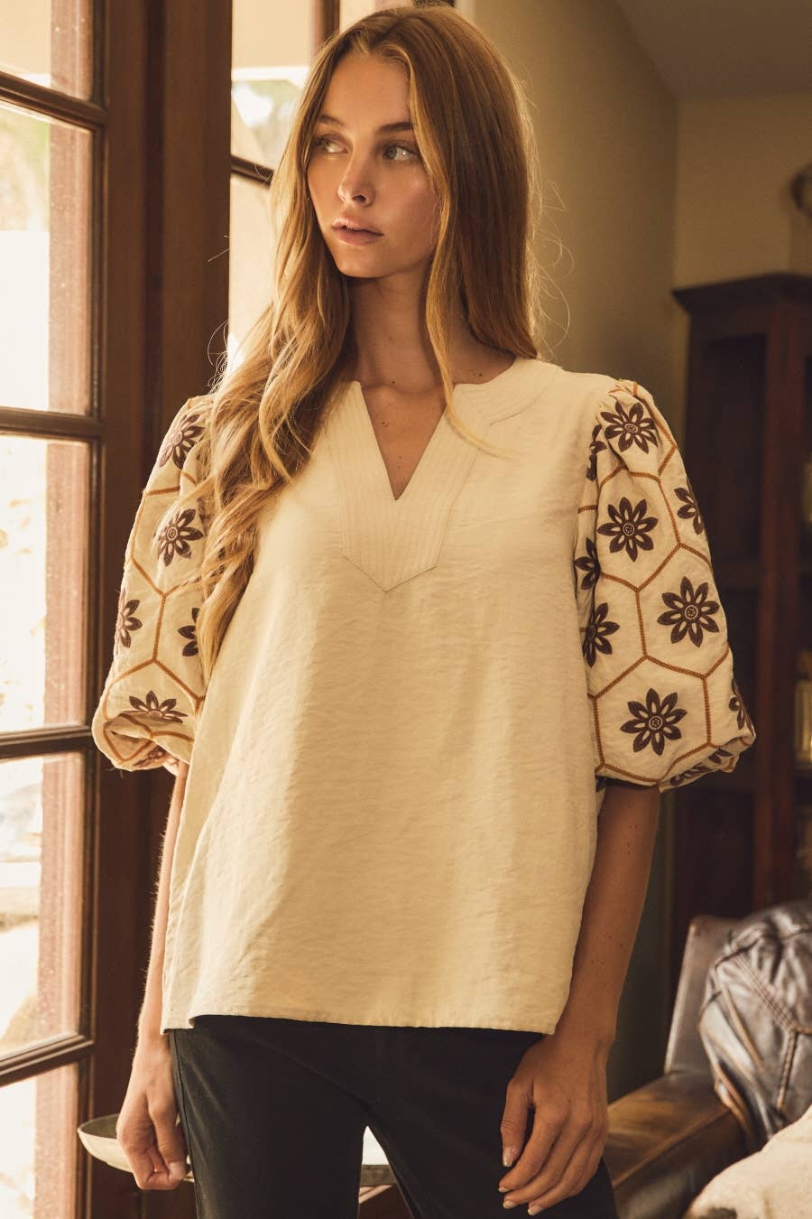 Honey Blossom V-neck Blouse