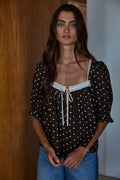 By Together Liz Polka Dot Top Dark Brown