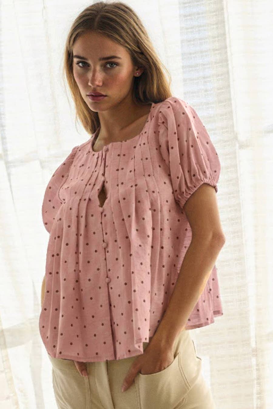 Oddi Strawberry Rhubarb Short-sleeve Blouse Pink Combo