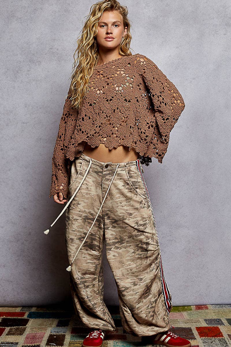 Pol Clothing Bayside Bonfire Crochet Top