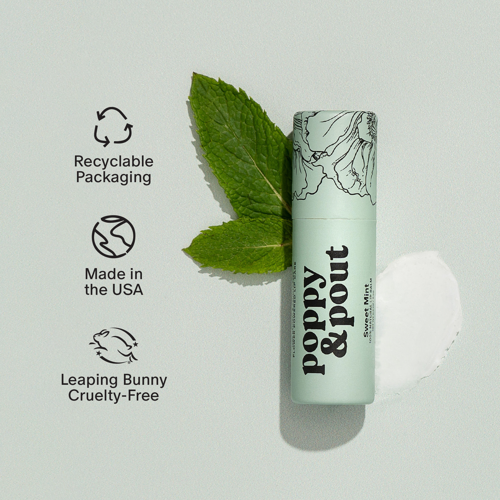Poppy & Pout Lip Balm, Sweet Mint