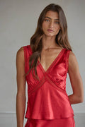 By Together Heartbreaker V-Neck Top Red