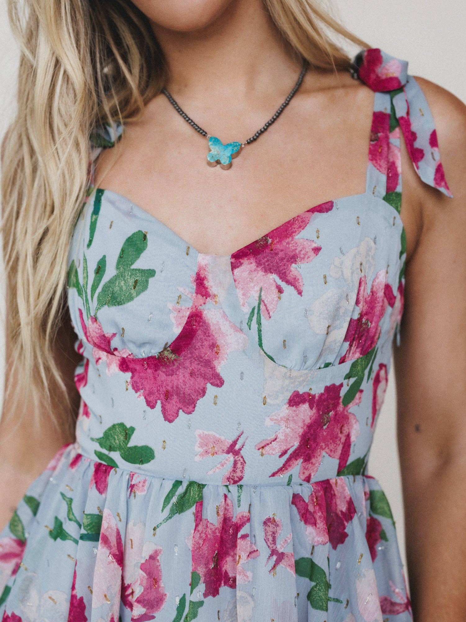 Three Bird Nest Lila Bloom Maxi Dress - Dusty Blue