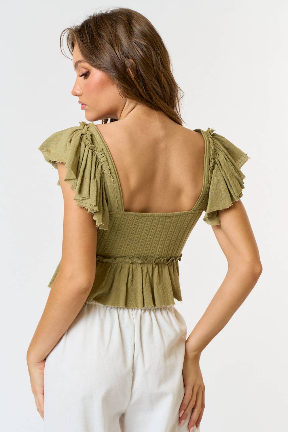 Blue Blush LILY RUFFLED KNIT TOP