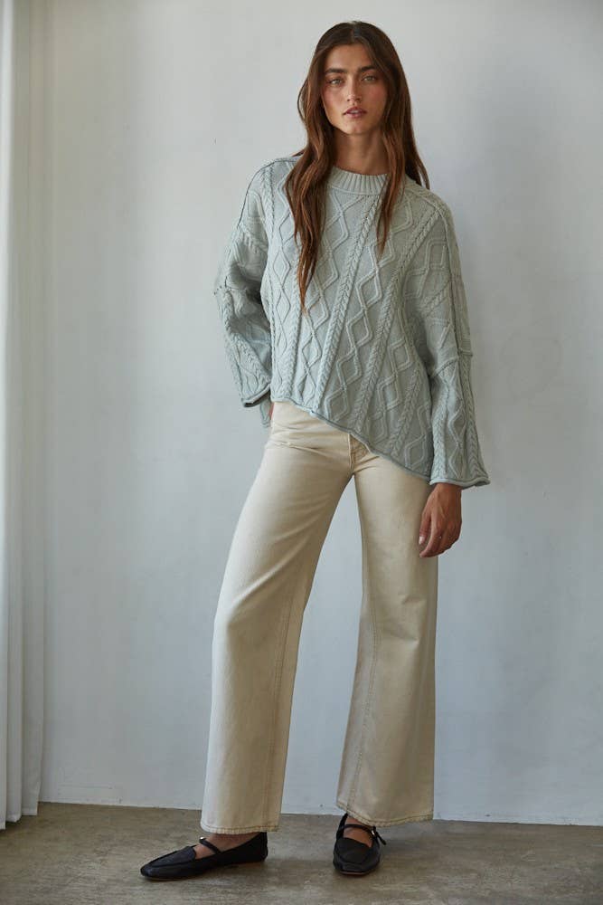 By Together Soundside Sweater Aqua Grey M