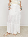 Three Bird Nest Golden Drift Tiered Maxi Skirt - Cream Cream