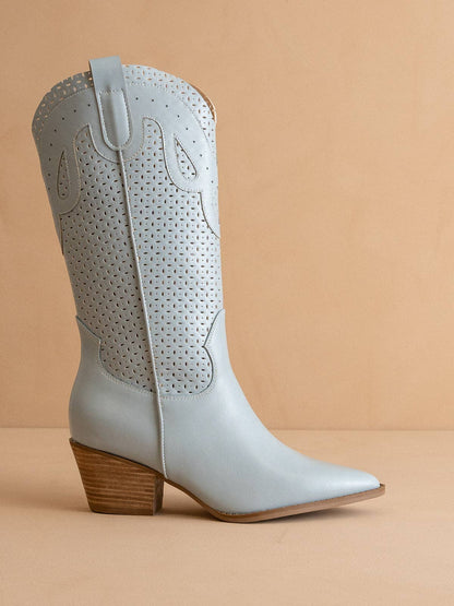 OASIS SOCIETY THE GABBY | Blue Perforated Western Boot BLUE