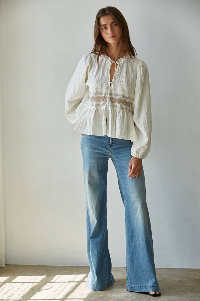 By Together Love Notes Blouse L Off White