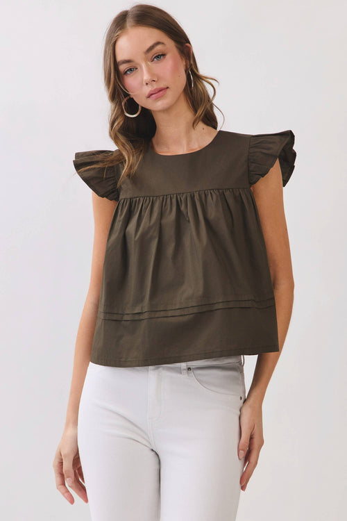 TCEC Olive Tree Babydoll Top OLIVE