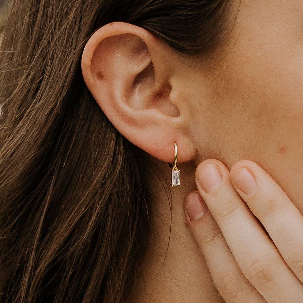 Mauve Jewelry Co. Sophie Baguette Diamond Dangle Hoops