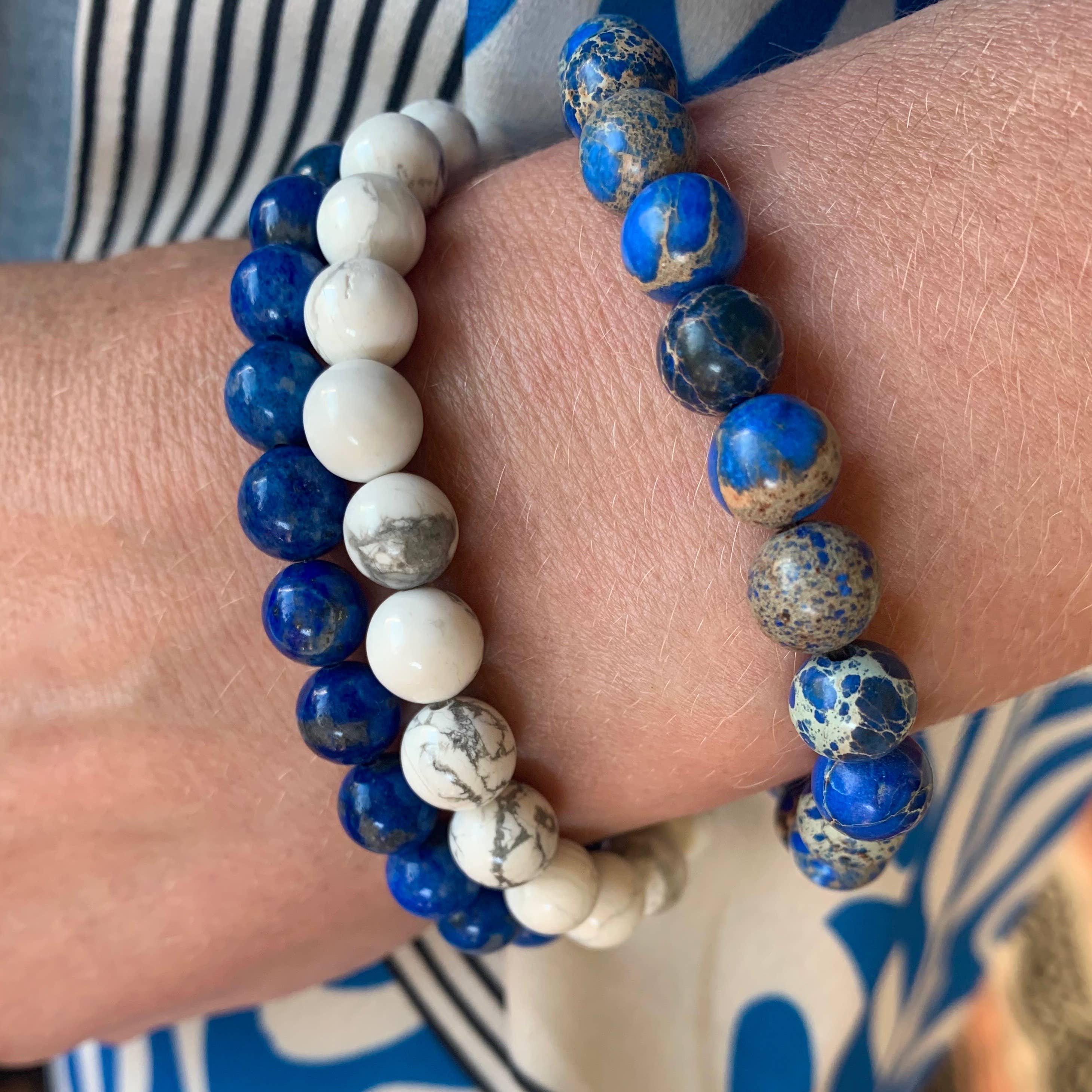 Jo Bird Jewelry Gemstone Elastic Bracelet - Sea Blues