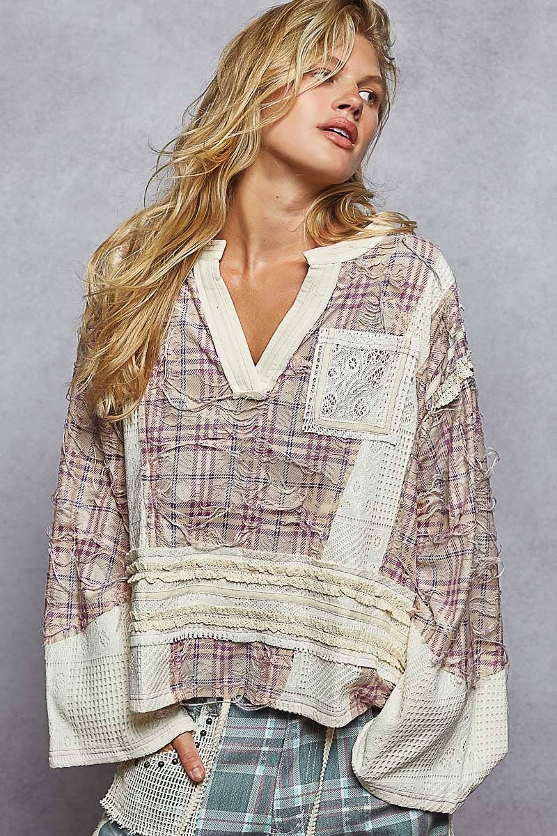 Pol Clothing Haunted Hayride Long Sleeve LAVENDER