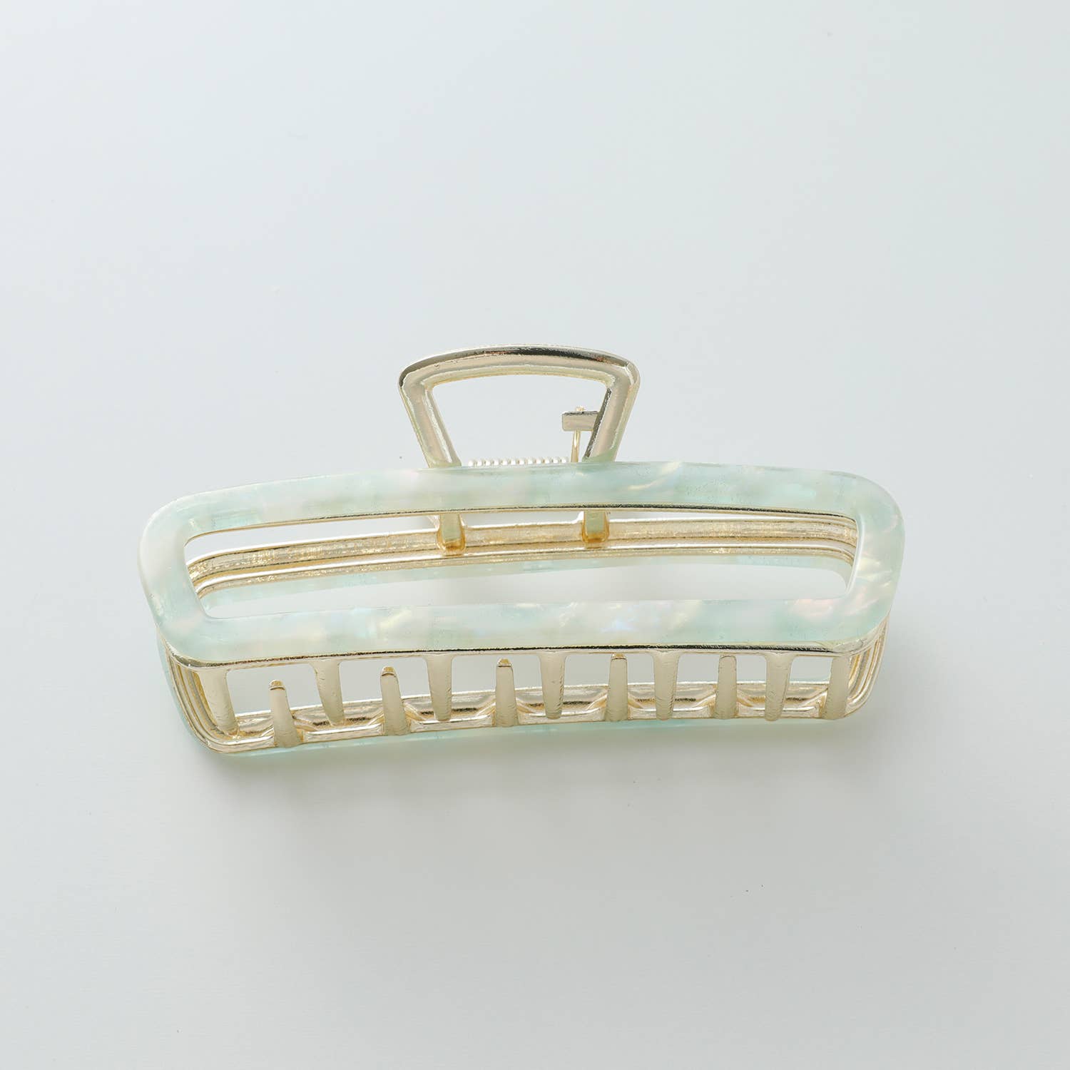 Adorro Harlow Large Fairy | Large Hollow Rectangle Metal Claw Clip Blue