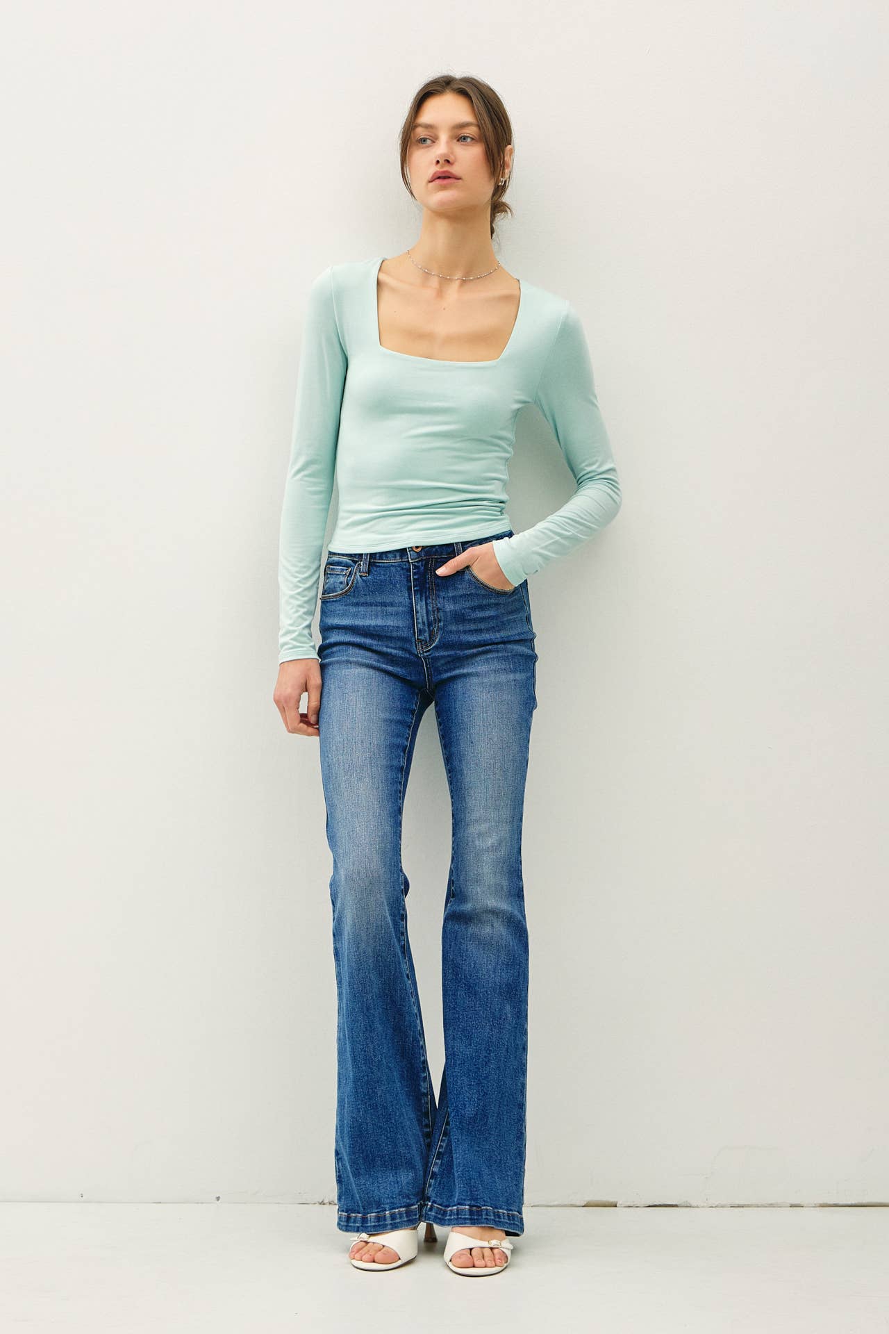 Be Cool BASIC THREADS SQUARE NECK LONG SLEEVE TOP