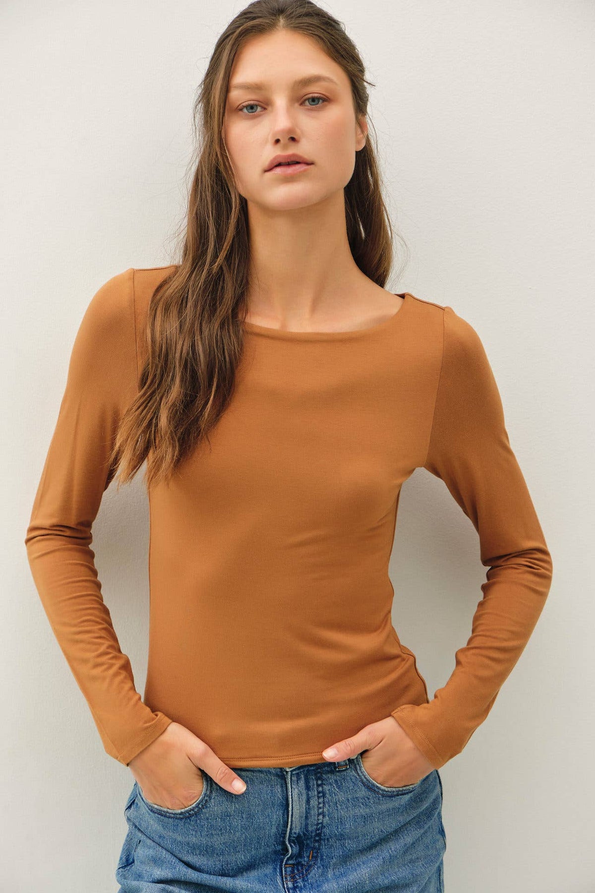 Be Cool BASIC THREADS BOAT NECK LONG SLEEVE TOP