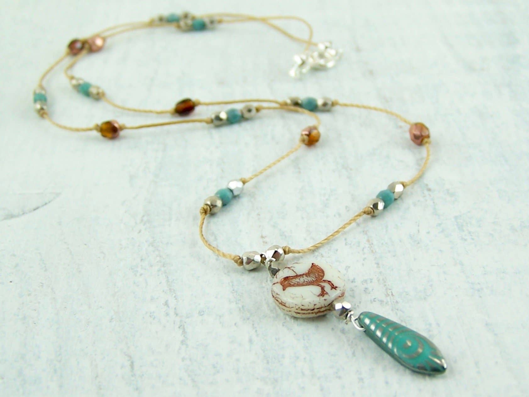 Jo Bird Jewelry Bird Necklace Ivory Turquoise