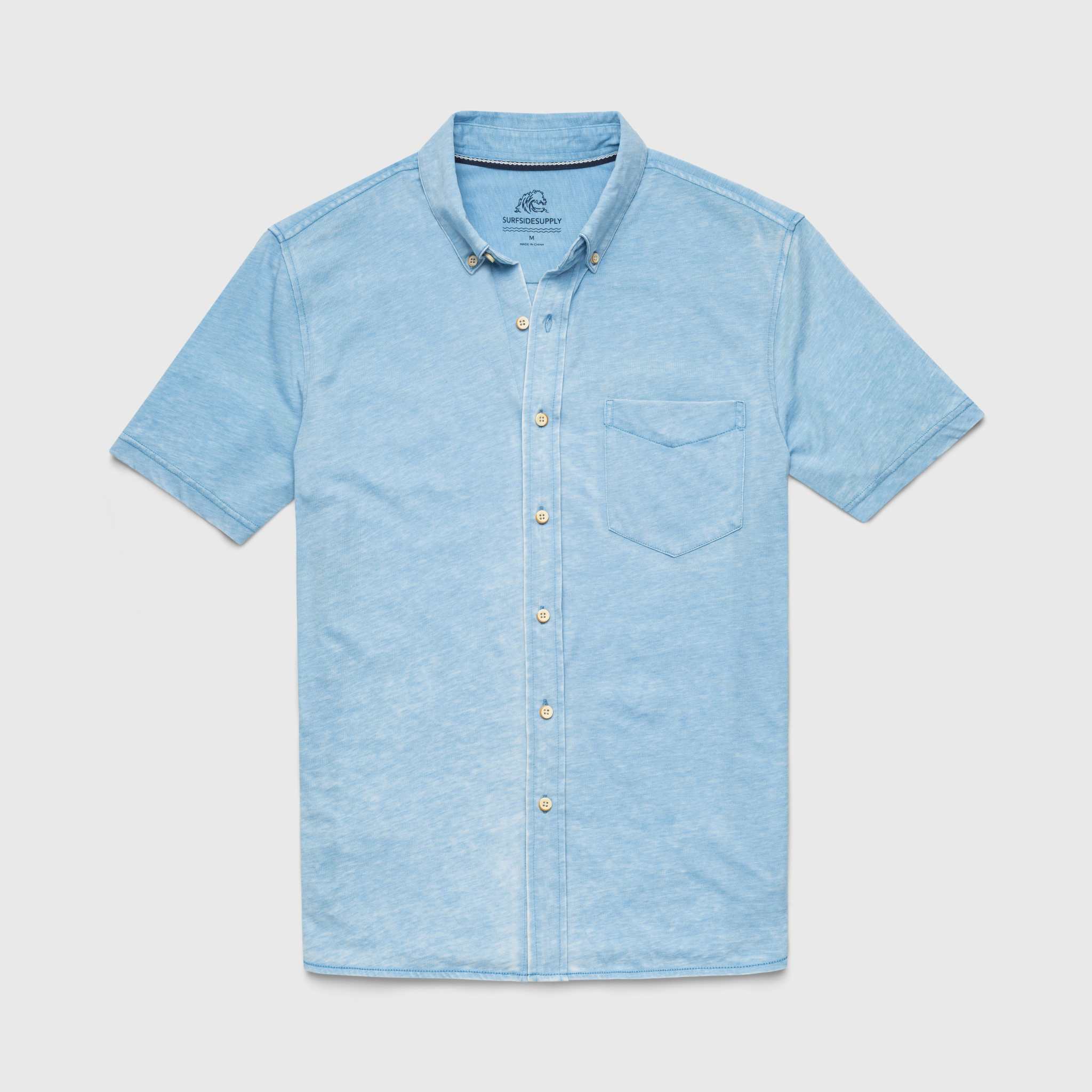 SURFSIDESUPPLY Tony s/s Burnout knit Shirt - Blissful Blue