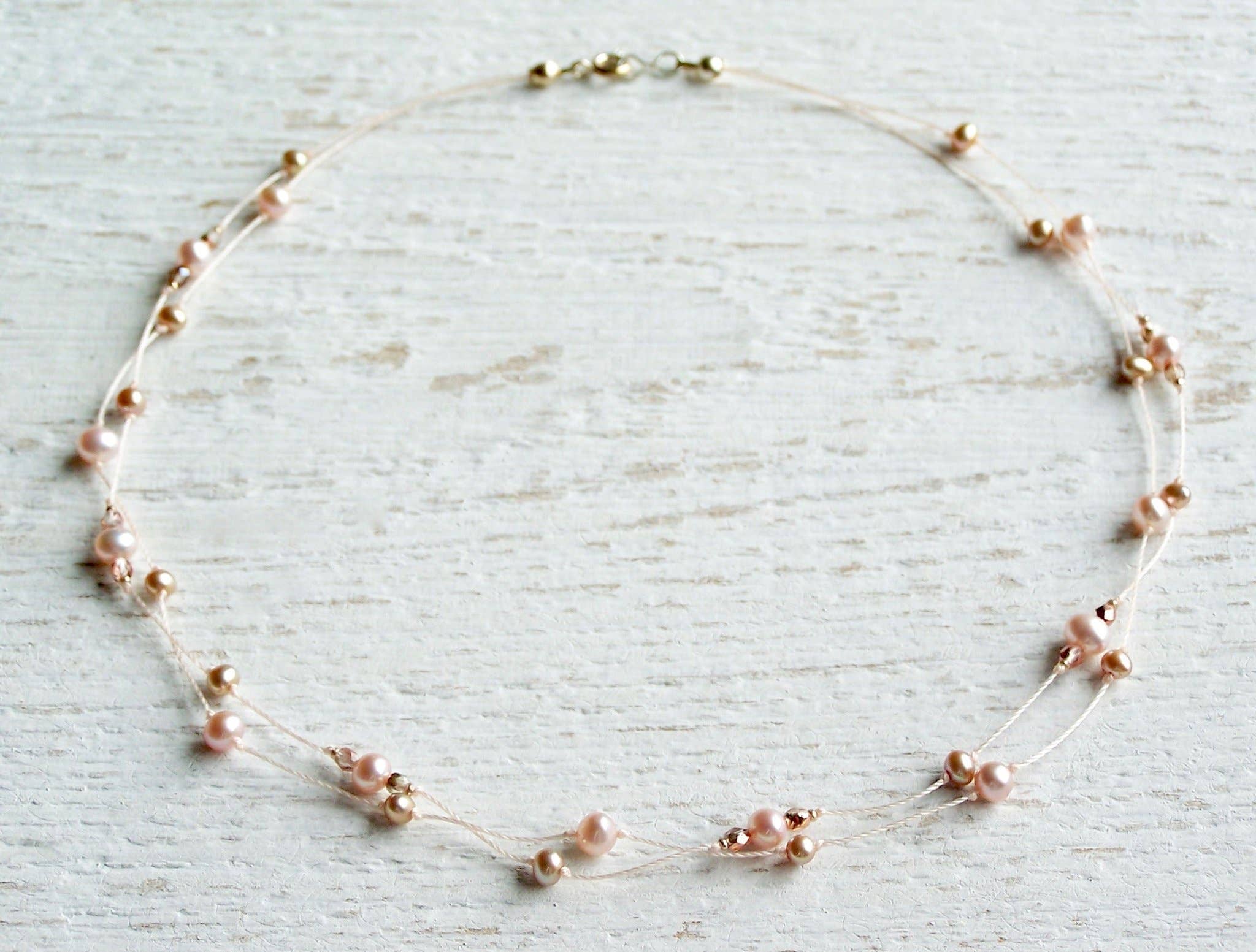 Jo Bird Jewelry Knotted Pearl Necklace - Hilo Lei Champagne