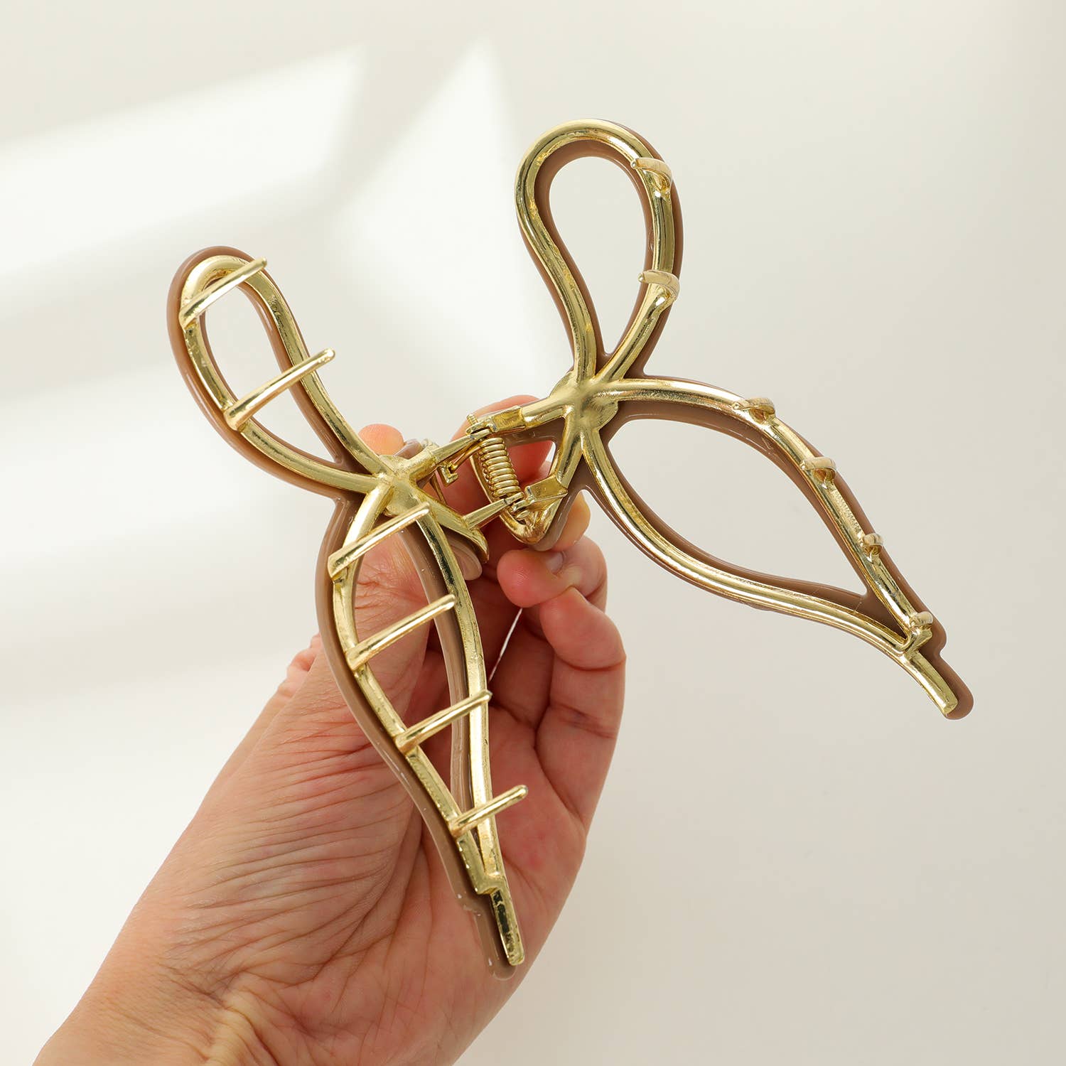 Adorro Sabrina Solid| Large Ribbon Bow Metal Claw Clip