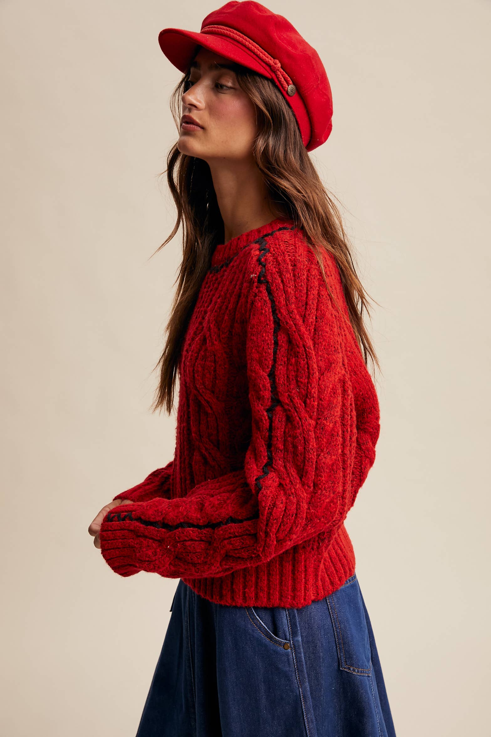 Listicle Fireside Cable Knit Sweater
