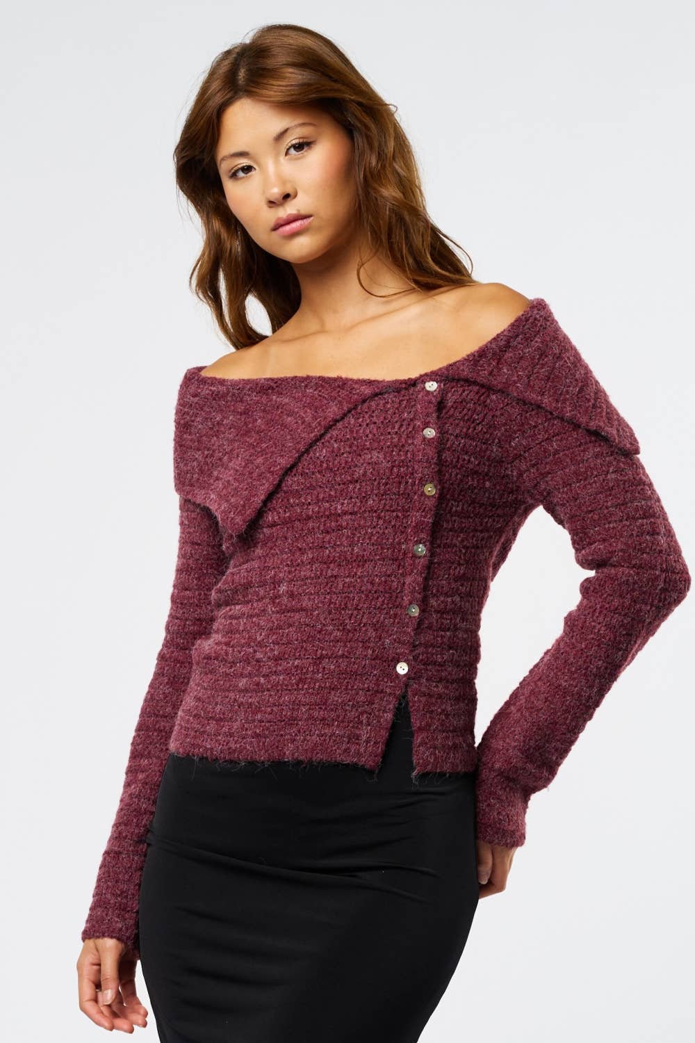 Blue Blush Wine Night Sweater Top M Burgundy