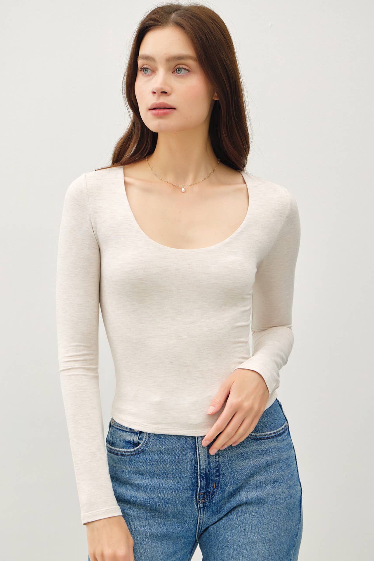 Be Cool Restock [SOFT CORE] BASIC LONG SLEEVE TOP Oatmeal