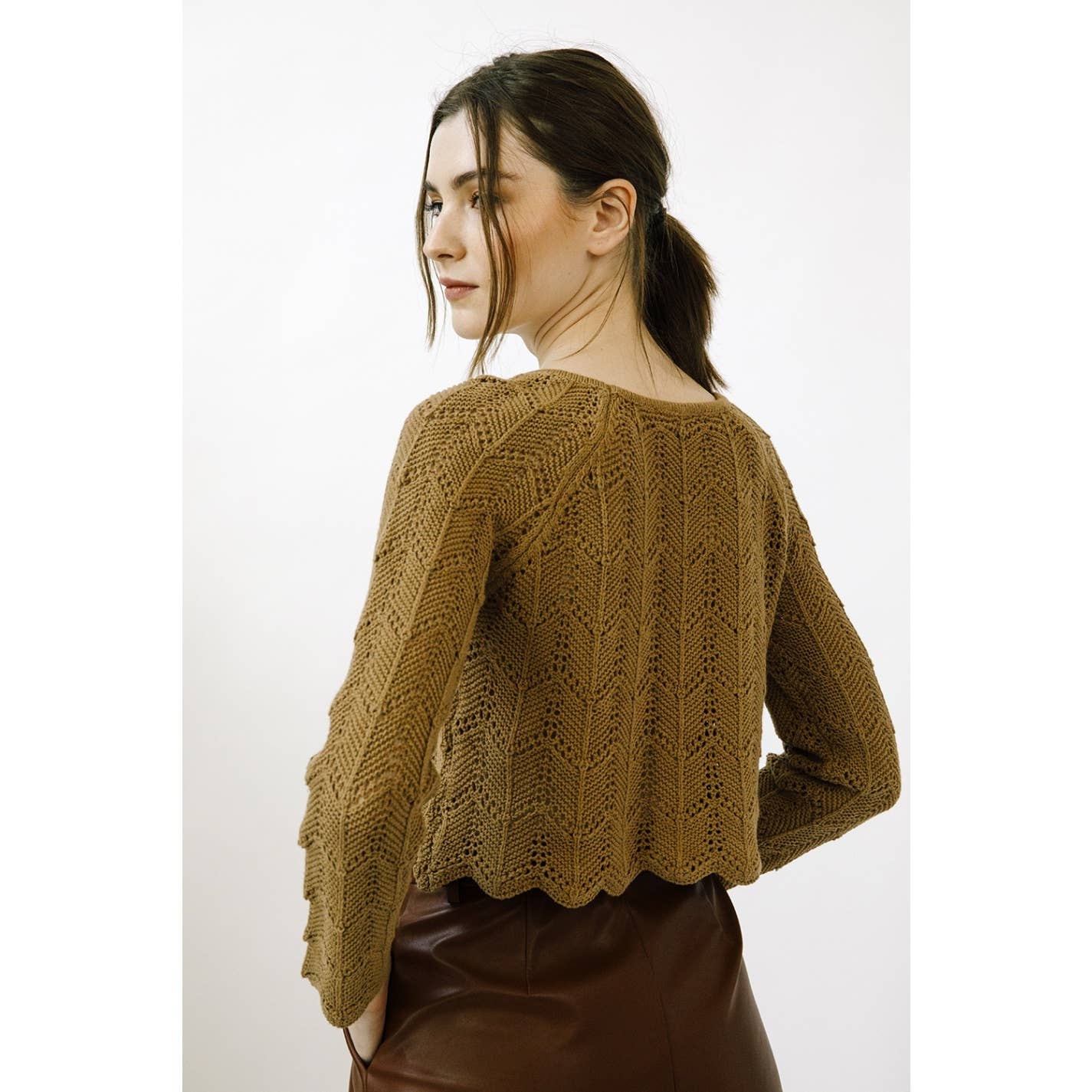 STORIA EVERGREEN CROCHET KNIT TOP