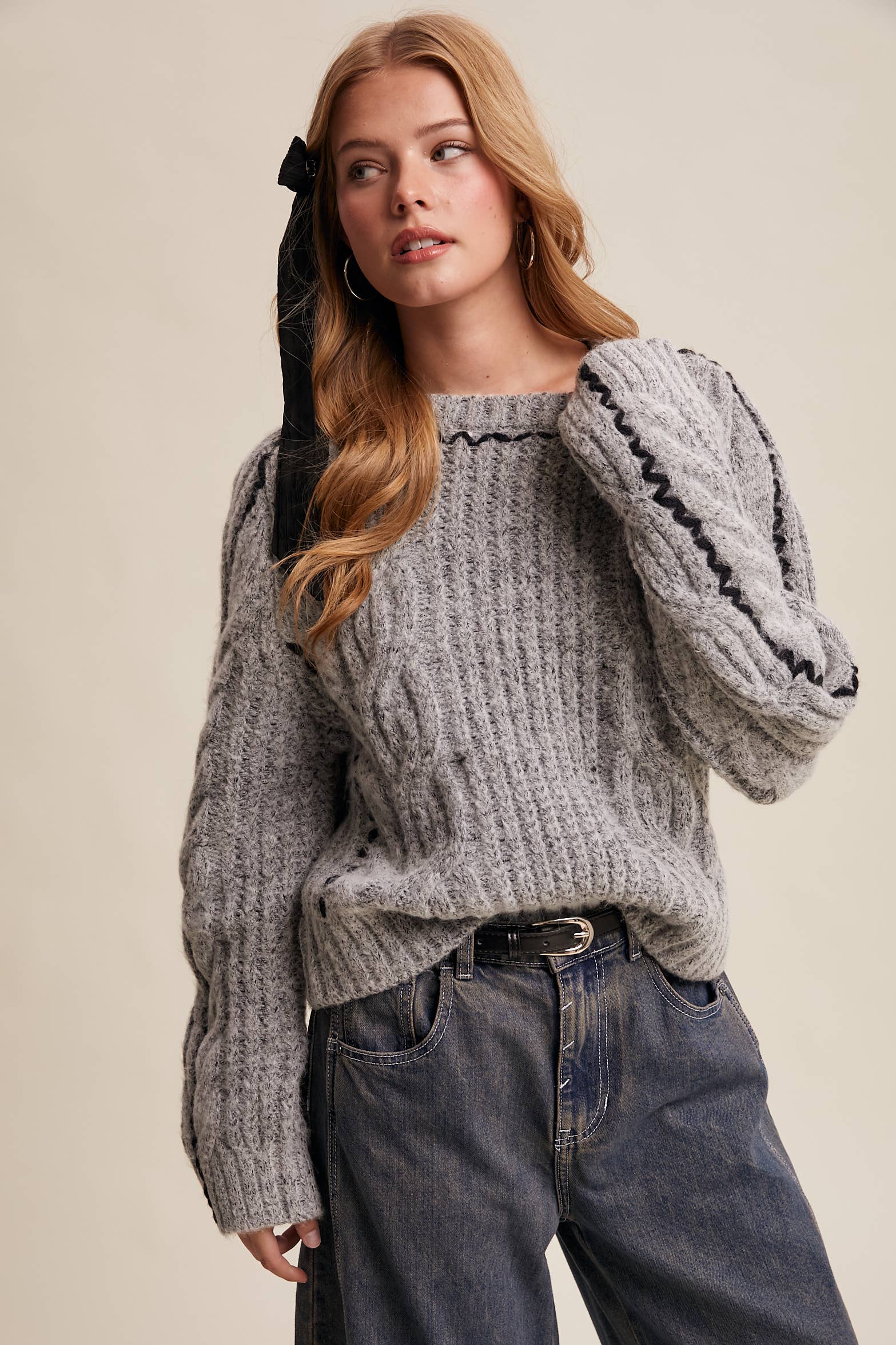 Listicle Fireside Cable Knit Sweater
