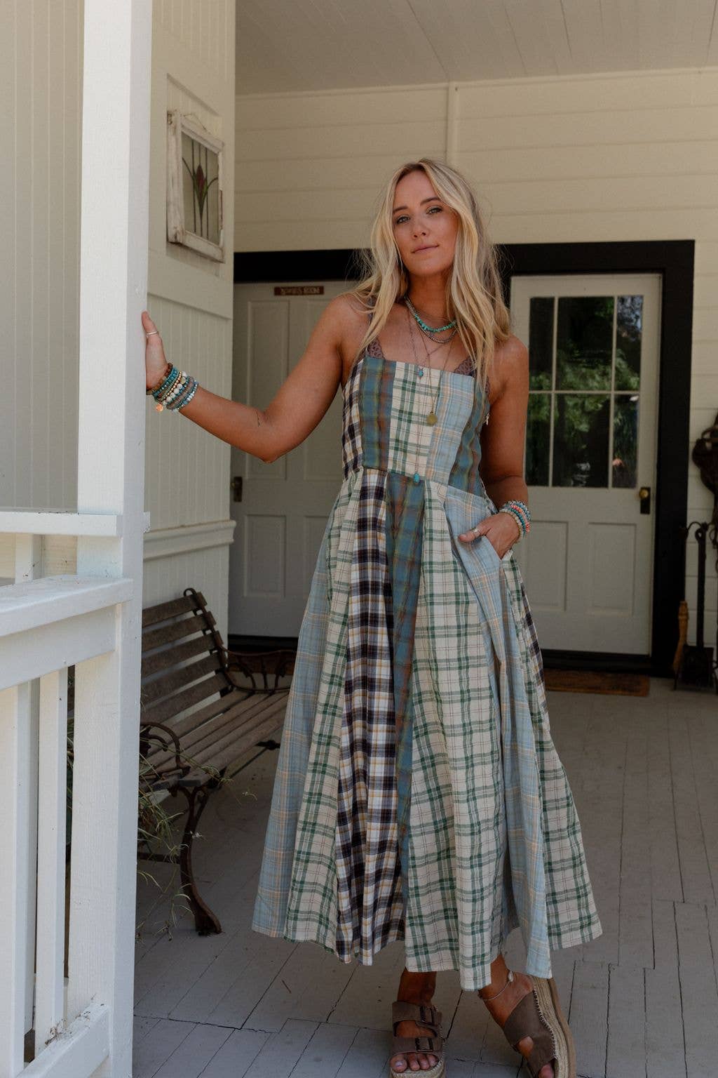 Three Bird Nest Western Charm Checkered Dress