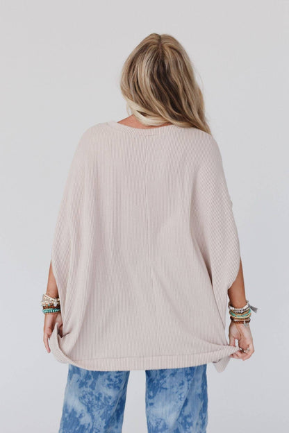 Three Bird Nest Moon Glow Texture Knit Top - Oat