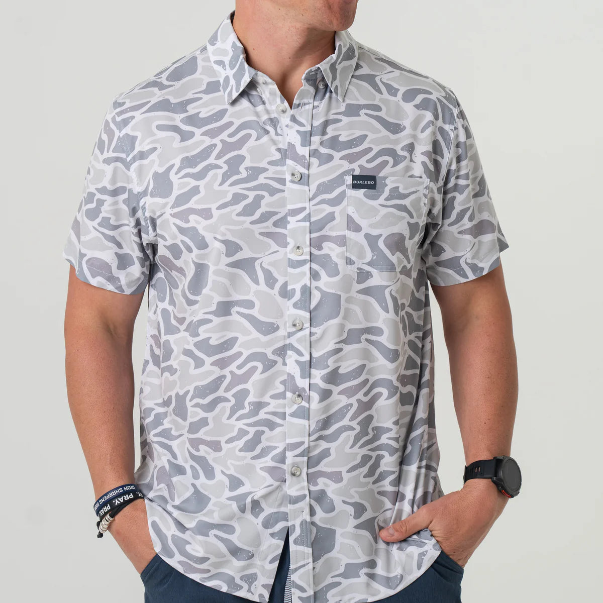 Burlebo PERFORMANCE BUTTON UP White Camo